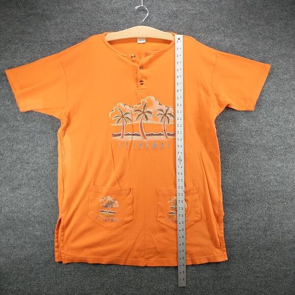 Super T's Men's St. Thomas U.S. Virgin Islands Henley Shirt Orange XL Pockets - Picture 14 of 16